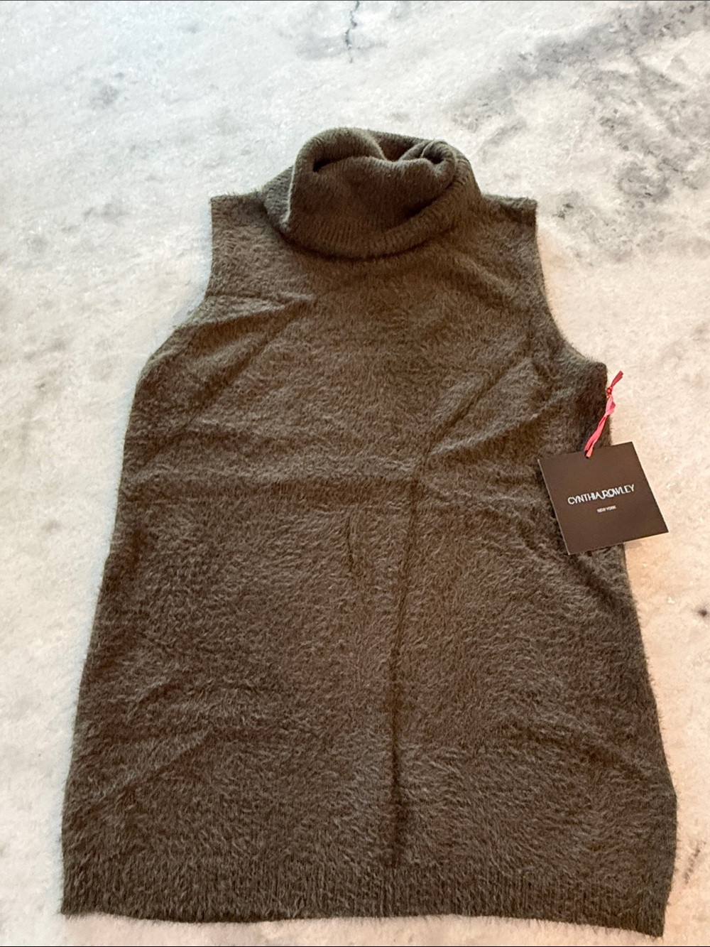 Cynthia Rowley Olive Turtleneck Sleeveless Sweater Small New